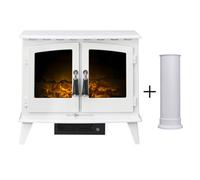 Adam Woodhouse Electric Stove in Pure White with Straight Stove Pipe in Pure White