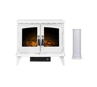 Adam Woodhouse Electric Stove in Pure White with Straight Stove Pipe in Pure White Adam Fires & Fireplaces White One Size