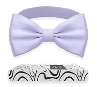 Adam Young Men's Light Purple Bow Tie Pre-Tied Style Formal Satin Classic Bowtie for Tuxedo Faux Silk (Large, Lavender-Iris)
