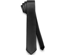 ADAMANT Genuine Leather Tie 100% Genuine Lamb Nappa Leather 4.5 cm Slim Made in Germany, black, 138 cm lang x 4,5 cm breit