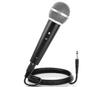Adamantite Dynamic Karaoke Microphone for Singing, Metal Handheld Wired Microphone, 13ft Cable and Magnetic Switch, Perfect for Speakers, Karaoke Machines, Amplifiers, Mixers (Black)