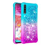 Adamarkeer Case for Samsung Galaxy A7 2018 / A750 Transparent Case Soft TPU Silicone Girls Clear Covers Gradient Rainbow Ultra Light Thin Shockproof Cover (Blue-Purple)