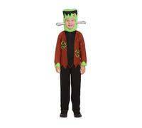 ADAMEL PARTY Laboratory Green Monster Costume with Fake Bolts I 10-12 Years I Halloween Costume Child Boy Girl I Creature of the Mad Scientist I Movie Horror Gothic