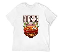 ADAMF WRNNUP Men's Borsch Борщ Blanco Amarillo Negro Rojo Hombres Mujeres T-Shirts White M