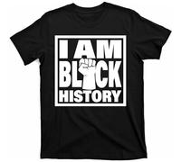 ADAMF WRNNUP Men's I Am Black History Proud African American T-Shirts Black M