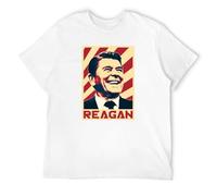 ADAMF WRNNUP Men's Ronald Reagan Retro Propaganda T-Shirts White XL