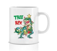 AdamLongStore Christmas Dinosaur Tree Rex Pajamas Xmas Lights Cofee Mug- Dinosaur Christmas - Dinosaur Holiday - Great Gifts Holiday Christmas For Family And Friend 11oz