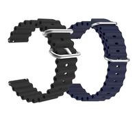 ADAMO 22mm Watch Strap Combo compatible for Phoenix Ultra/Phoenix/Pulse 2/Xtend Pro/Xtend Call and ALL 22mm wristwatch and smartwatches, Black & Blue, 22 MM, Silicone Ultra Black & Blue