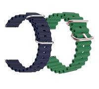 ADAMO 22mm Watch Strap Combo compatible for Phoenix Ultra/Phoenix/Pulse 2/Xtend Pro/Xtend Call and ALL 22mm wristwatch and smartwatches, Blue & Green, 22 MM, Silicone Ultra Blue & Green