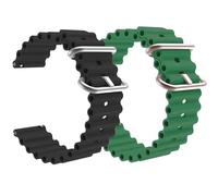 ADAMO 22mm Watch Strap Combo compatible for Phoenix Ultra/Phoenix/Pulse 2/Xtend Pro/Xtend Call and ALL 22mm wristwatch and smartwatches, Black & Green, 22 MM, Silicone Ultra Black & Green