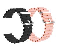 ADAMO 22mm Watch Strap Combo compatible for Phoenix Ultra/Phoenix/Pulse 2/Xtend Pro/Xtend Call and ALL 22mm wristwatch and smartwatches, Black & Pink, 22 MM, Silicone Ultra Black & Pink