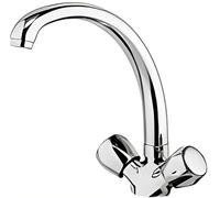 Adamo Dual-Lever Monobloc Kitchen Tap - Polished Chrome Brass | Swivel Spout | 1-Hole Deck Mount | Classic European Design