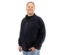 ADAMO Men's oversized sweat jacket from 2XL-14XL with zip, Size:5XL, Colour:Navy