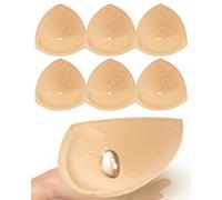 Adamotto Waterproof Bra Inserts 3 Pairs for Women, Removable Sewn-Edge Push Up Pads, Breathable Swimsuit Padding for Bikini Top and Bathing Suit, CD Cup, Beige