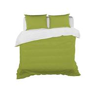 Adams 4PC Duvet Cover Quilt Cover Complete Bedding Set Reversible Extremely Soft & Durable Comforter Cover Anti Allergic Microfibre Cover With Free Fitted Sheet Included Green White King