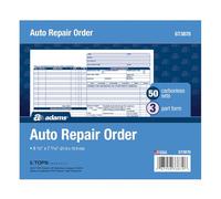 Adams Auto Repair Order Forms, 8.5 x 7.44 Inch, 3-Part, Carbonless, 50-Pack, White and Canary (GT3870)