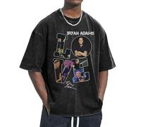 Adams Canadian Rock Singer Bryan Mens Shirt Vintage Washed Drop Shoulder T-Shirt - 100% Cotton Oversized Rock Band Tee - Distressed Retro Unisex Short Sleeve Top for Fans Gift X-Large
