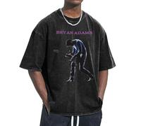 Adams Canadian Rock Singer Bryan Mens Shirt Vintage Washed Drop Shoulder T-Shirt - 100% Cotton Oversized Rock Band Tee - Distressed Retro Unisex Short Sleeve Top for Fans Gift X-Large