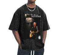 Adams Canadian Rock Singer Bryan Mens Shirt Vintage Washed Drop Shoulder T-Shirt - 100% Cotton Oversized Rock Band Tee - Distressed Retro Unisex Short Sleeve Top for Fans Gift X-Large