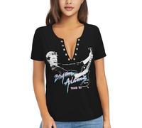 Adams Canadian Rock Singer Bryan Women's Shirt Deep V-Neck T-Shirt - Stretch Sexy Fitted Tee - Vintage Rock Band Logo Casual Top for Music Fans Gift Small