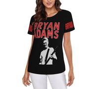 Adams Canadian Rock Singer Bryan Women's Shirt - Vintage Washed Rock Band Tee - Casual Comfort Short Sleeve Top for Music Fans Gift Medium