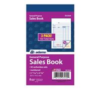 Adams General Purpose Sales Book, 2-Part, Carbonless, White/Canary, 3-11/32 x 5-5/8 Inches, 50 Sets/Book, 3 Books (DC3530)