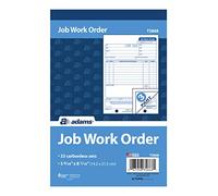 Adams Job Work Order Book, 5.56 x 8.44 Inch, 3-Part, Carbonless, 33 Sets, White and Canary (T5868)