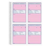 Adams Phone Message Book, 8.06 x 11 Inch, Spiral Bound, 2-Part, Carbonless, 4 Messages per Page, 400 Sets, White and Canary (S1187D)