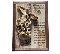 adams toy heaven St. Michael The Archangel Prayer Plaque Made from Olive Wood from The Holy Land of Israel Lords Prayer
