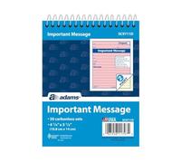Adams While You were Out Pad, 4 x 5.5 Inch, Spiral Bound, 2-Part, Carbonless, Pink and Canary, 50 Sets per Book (SC9711D)