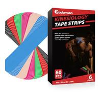 Adamson Kinesiology Tape Strips - 60 Precut Multicolor 5 cm x 25 cm - Elastic, Latex-Free, Water-Resistant Athletic Muscle Support Tape - Sports & Training Recovery