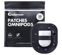 Adamson Omnipod 5 Overpatches - 25 Waterproof Omnipod 5 Adhesive Patches, Sweatproof & Skin-Friendly, No Glue on Center, Easy to Apply & Remove, Secure Hold for Active Lifestyles - Black