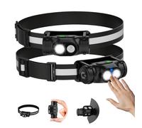 AdamStar Rechargeable Head Torch 2Packs -1500 Lumens LED Headlamp with Motion Sensor, 4 Modes, Magnetic Base, Detachable Flashlight Headband Head Lamp for Outdoor Running, Emergency, Adults,Hard Hat