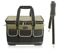 Adamyee Professional Tool Bag, 16 Multi-Pocket Foldable Tool Bags Heavy Duty with 2.5mm Thick Waterproof Base Tool Tote Bag with Adjustable Shoulder Strap (40 x 23x 28cm)