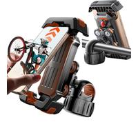 Adando Mountain Bike Phone Mount: Heavy-Duty Anti-Shake Lock Holder - One-Hand Quick Release Cradle with Silicone Corners for MTB Trail Cyclists & Off-Road Riders - Fits iPhone Android 4.7-7in