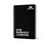 Adanis Workout Notepad Black Gym Training Log Book with Exercise, Sets, Reps and Cardio Tracking Pages, Compact Spiral Bound Fitness Journal, 52 Sheets 104 Pages, Portable A5 Size for Gym Bags