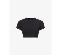Adanola Womens Adanola Fitted Cropped Stretch-Woven T-Shirt Black XL
