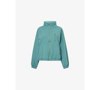 Adanola Womens Adanola High-Neck Relaxed-Fit Woven Track Jacket Eucalyptus Green S