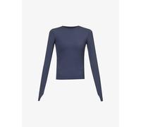Adanola Womens Midnight Blue Core Fitted Stretch-woven T-shirt Xs