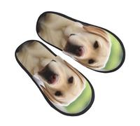 AdaNti Cute Labrador Dog Furry Slippers for Men Women Fuzzy Memory Foam Slippers Warm Comfy Slip-on Bedroom Shoes Winter House Shoes for Indoor Outdoor Large, Black, One Size