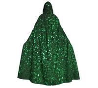 AdaNti Green Sequin Sparkle Print Unisex Hooded Cloak Full Length Costume Cape Cosplay Party Cloak for Halloween Christmas Cosplay, Black, One size