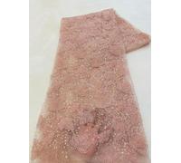 ADAOQIN 5 Yards African Sequins Lace Fabric Lace Embroidery Beaded Mesh Fabric For Women Wedding Party Dress