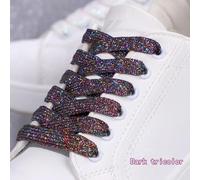 ADAOQIN Colorful Sparkling Flat Shoelaces for Athletic Running Sneakers Shoes Boot Strings Glitter Shoe Laces 1CM Width 1Pair