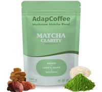AdapCoffee - Matcha Clarity - Ceremonial Matcha with Adaptogenic Mushrooms - Lion’s Mane, Reishi & Maitake - Natural Energy & Focus - Vegan, No Added Sugar - 25 Servings (100 g)