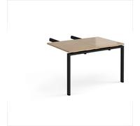 Adapt add on unit double return desk 800mm x 1200mm - black frame, kendal oak top