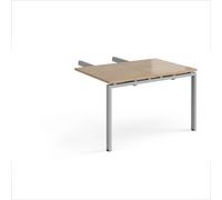 Adapt add on unit double return desk 800mm x 1200mm - silver frame, kendal oak top