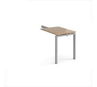 Adapt add on unit single return desk 800mm x 600mm - silver frame, kendal oak top