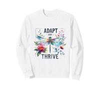 Adapt and Thrive Watercolor Dragonfly Floral Nature Art Sweatshirt