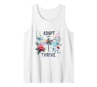 Adapt and Thrive Watercolor Dragonfly Floral Nature Art Tank Top