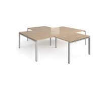 Adapt back to back 4 desk cluster 2800mm x 1600mm with 800mm return desks - silver frame, kendal oak top